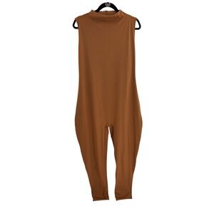 SKIMS Brown Sleeveless Mock Neck Full Bodysuit Unitard Catsuit 4X